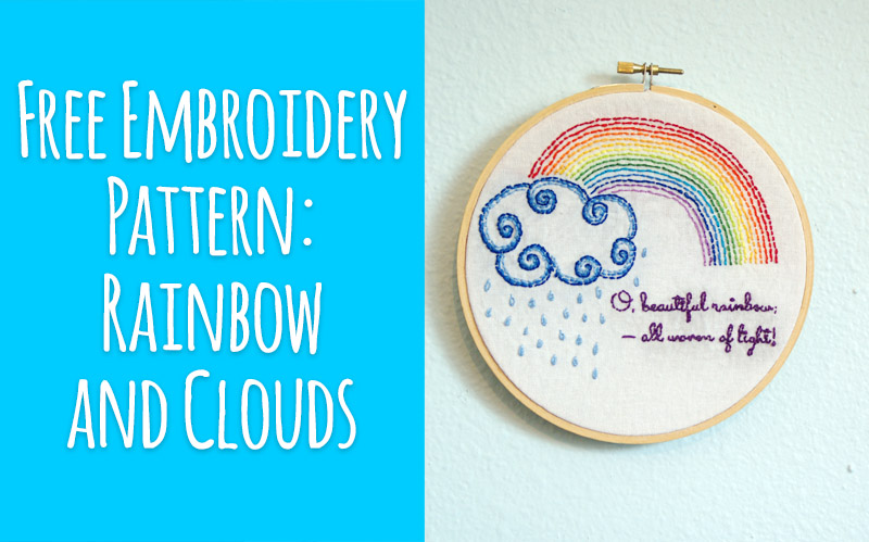 Free Embroidery Pattern: Rainbow and Clouds