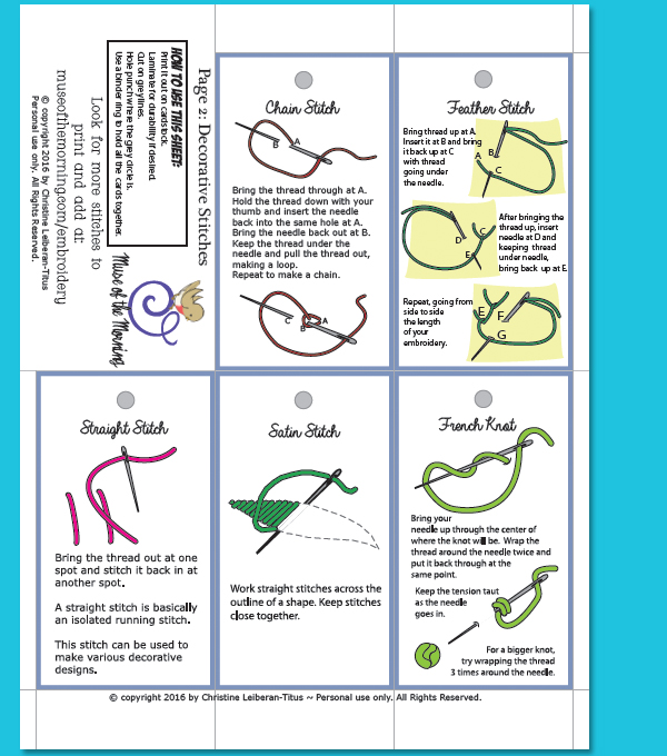 Free Printable Embroidery Stitch Binder Ring Booklet from Muse of the Morning
