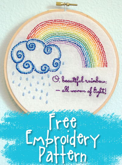 O beautiful rainbow free embroidery pattern from Muse of the Morning