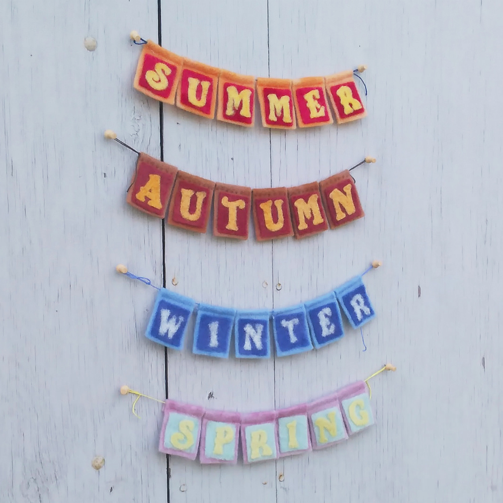 Mini Four Seasons Bunting Hand Sewing or Needle Felting Pattern from Muse of the Morning