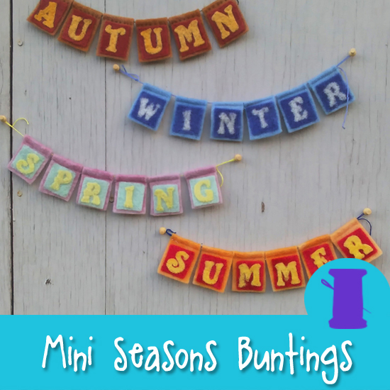 Mini Four Seasons Bunting Hand Sewing or Needle Felting Pattern from Muse of the Morning