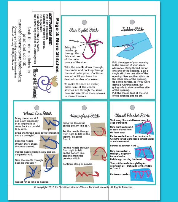 Free Printable Embroidery Stitch Binder Ring Booklet from Muse of the Morning