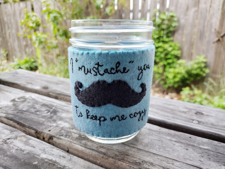 How to make a mustache jar cozy - a tutorial from Muse of the Morning