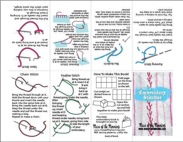 Free Printable Pocket Size Embroidery Stitch Booklet from Muse of the Morning