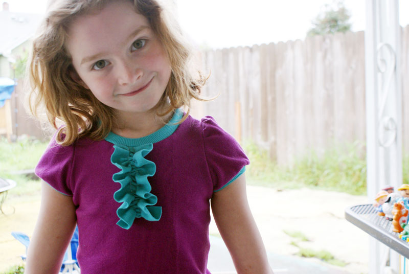 Add a Ruffle Embellishment to the Practically Perfect Tee Shirt - a tutorial from Muse of the Morning