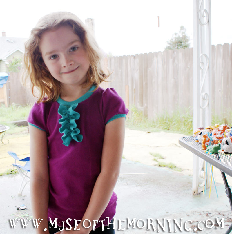 Add a Ruffle Embellishment to the Practically Perfect Tee Shirt - a tutorial from Muse of the Morning