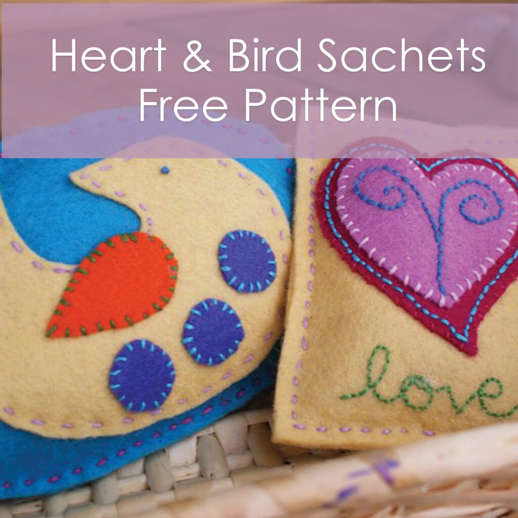 Heart and bird sachets - a free pattern from Muse of the Morning